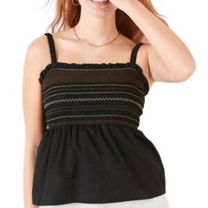 Old Navy 100% cotton milkmaid top square neckline peplum style embroidered boho
